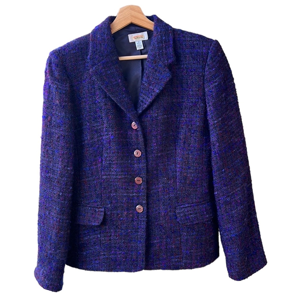 Talbots Purple Tweed Fuzzy Knobby Blazer. Wool/Mohair. Sz 10